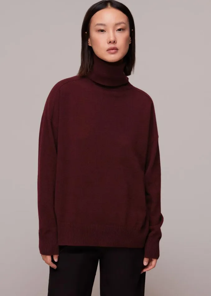 Whistles Sweaters and Cashmere Burgundy Cashmere Turtleneck Sweater 8211 Women