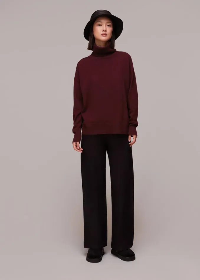 Whistles Sweaters and Cashmere Burgundy Cashmere Turtleneck Sweater 8211 Women