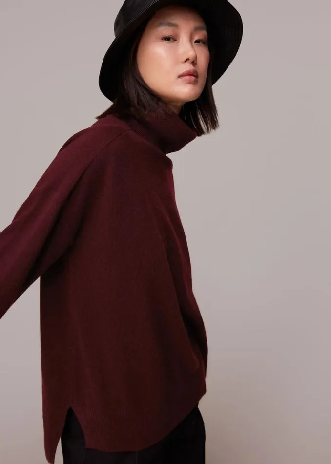 Whistles Sweaters and Cashmere Burgundy Cashmere Turtleneck Sweater 8211 Women
