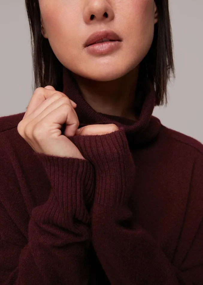 Whistles Sweaters and Cashmere Burgundy Cashmere Turtleneck Sweater 8211 Women