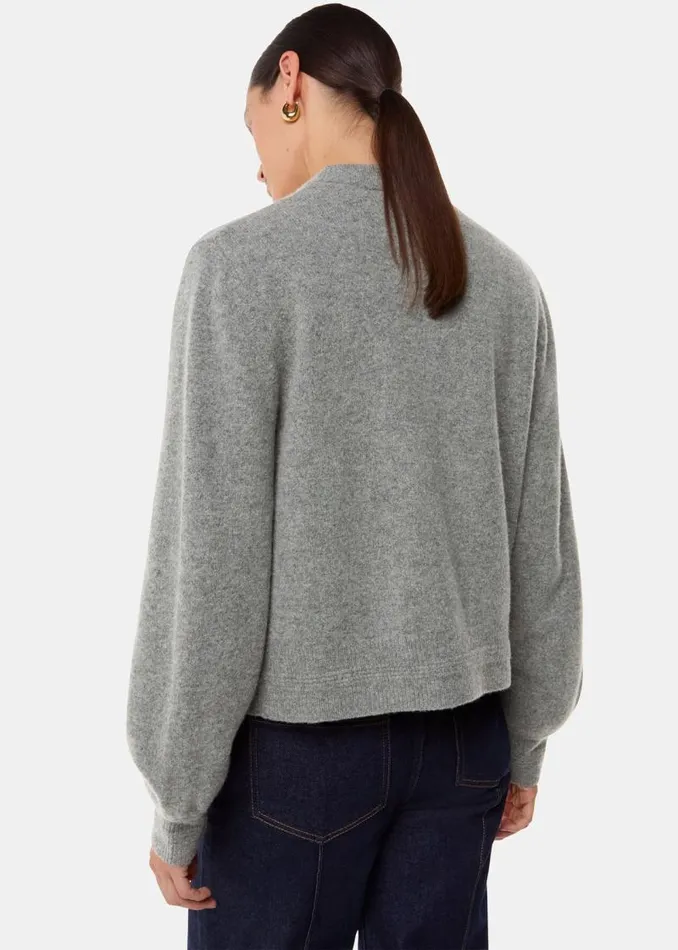 Whistles Sweaters and Cashmere Grey Zip Front Bomber Knit 8211 Women