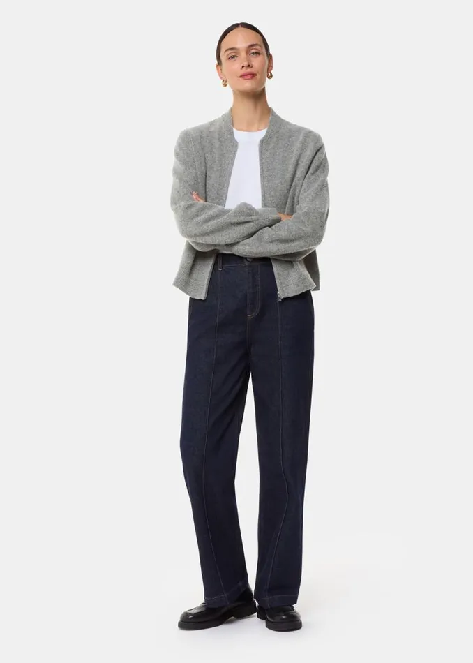 Whistles Sweaters and Cashmere Grey Zip Front Bomber Knit 8211 Women