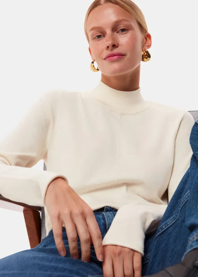 Whistles Sweaters and Cashmere Ivory Mira Mock Neck Sweater 8211 Women