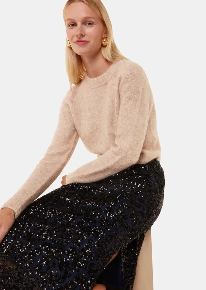 Whistles Sweaters and Cashmere Neutral Alpaca Mix Fluffy Sweater 8211 Women