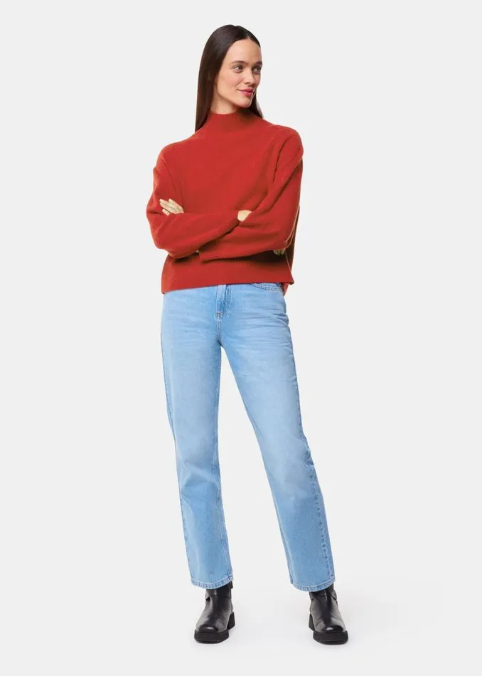 Whistles Sweaters and Cashmere Red Wool Fleck Mock Neck Sweater 8211 Women