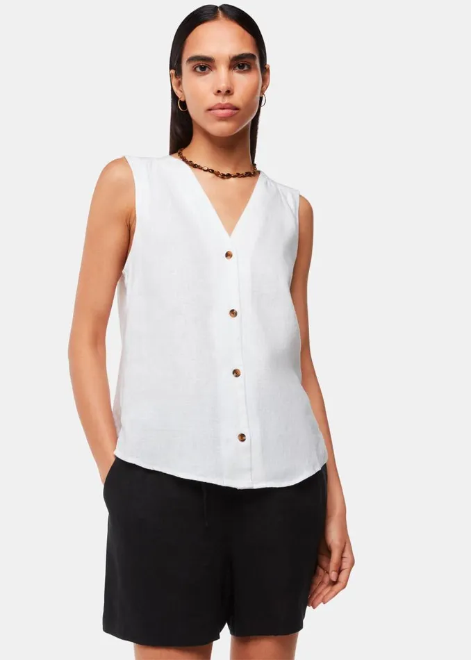 Whistles Tops White Laura Linen Tank 8211 Women