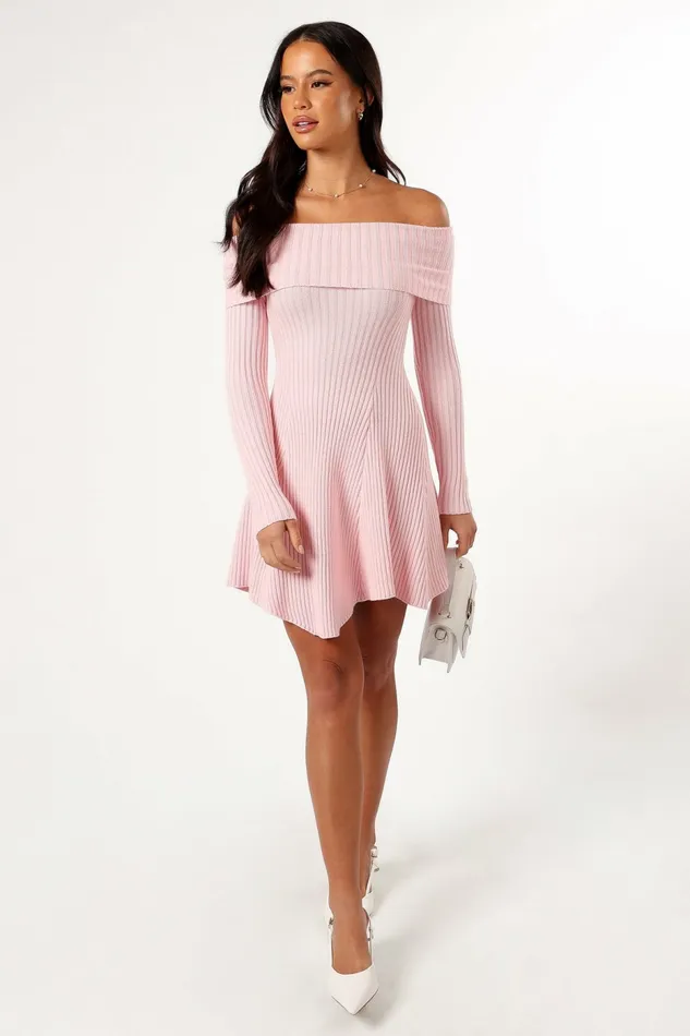 Winter Dresses Women Petal and Pup Francisco Long Sleeve Mini Dress Pink