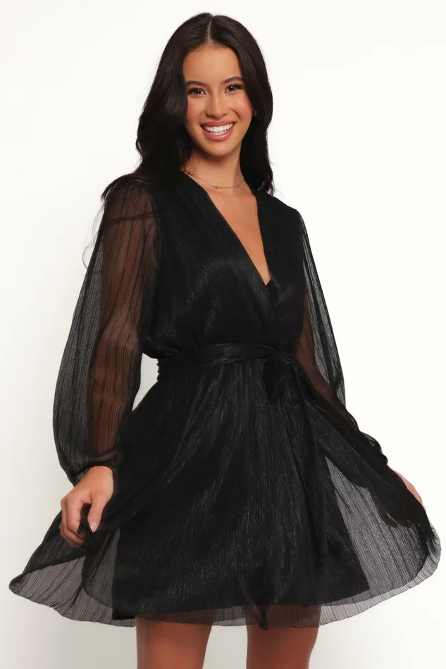 Winter Dresses Zhara Long Sleeve Mini Dress Black 8211 Petal and Pup Women
