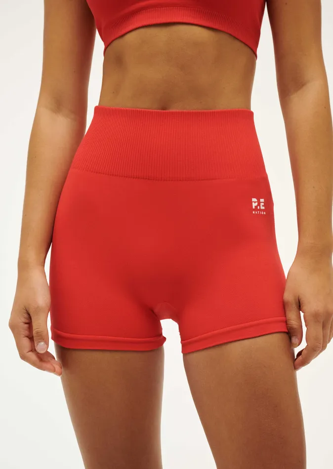 Women ActivewearShorts PE Nation RESTORE SEAMLESS 258243 BIKE SHORT IN POPPY RED
