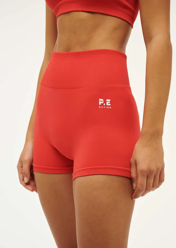 Women ActivewearShorts PE Nation RESTORE SEAMLESS 258243 BIKE SHORT IN POPPY RED