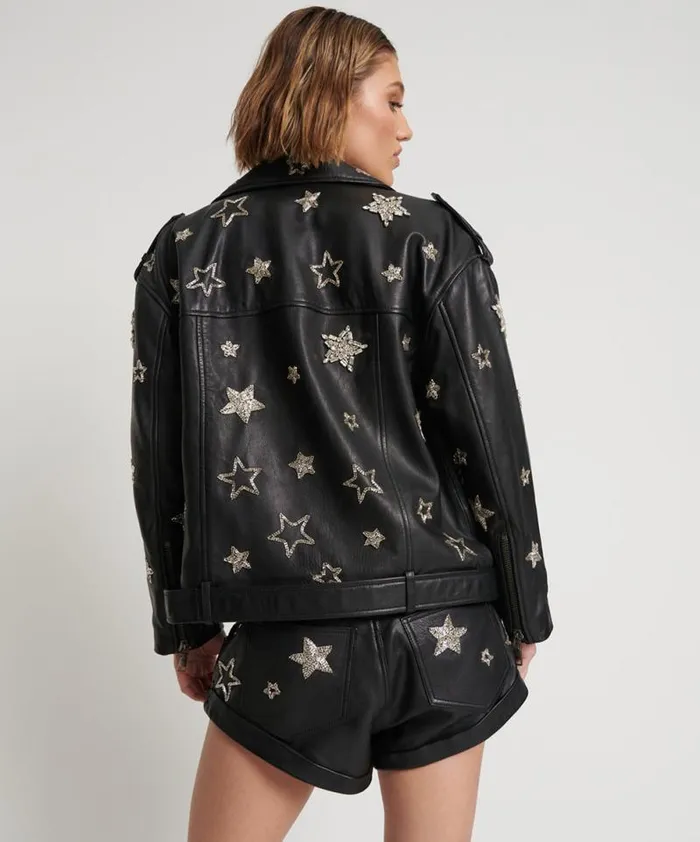 Women ALL STAR HAND EMBELLISHED LEATHER JACKET One Teaspoon Jackets