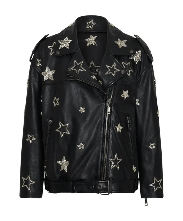 Women ALL STAR HAND EMBELLISHED LEATHER JACKET One Teaspoon Jackets