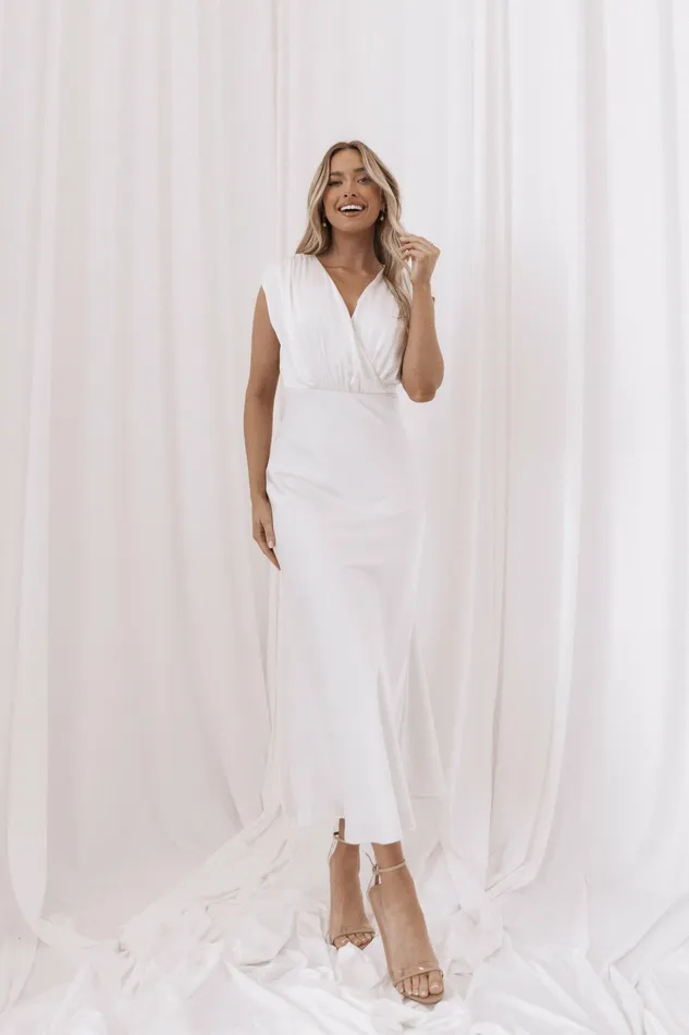 Women Amarlee Maxi Dress White Satin Dresses Petal and Pup