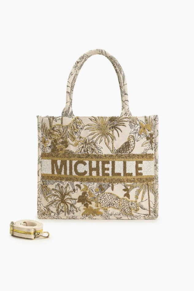 Women America and Beyond Personalize Gold African Safari Embellished Tote Totes Women America and Beyond Personalize Gold African Safari Embellished Tote Totes