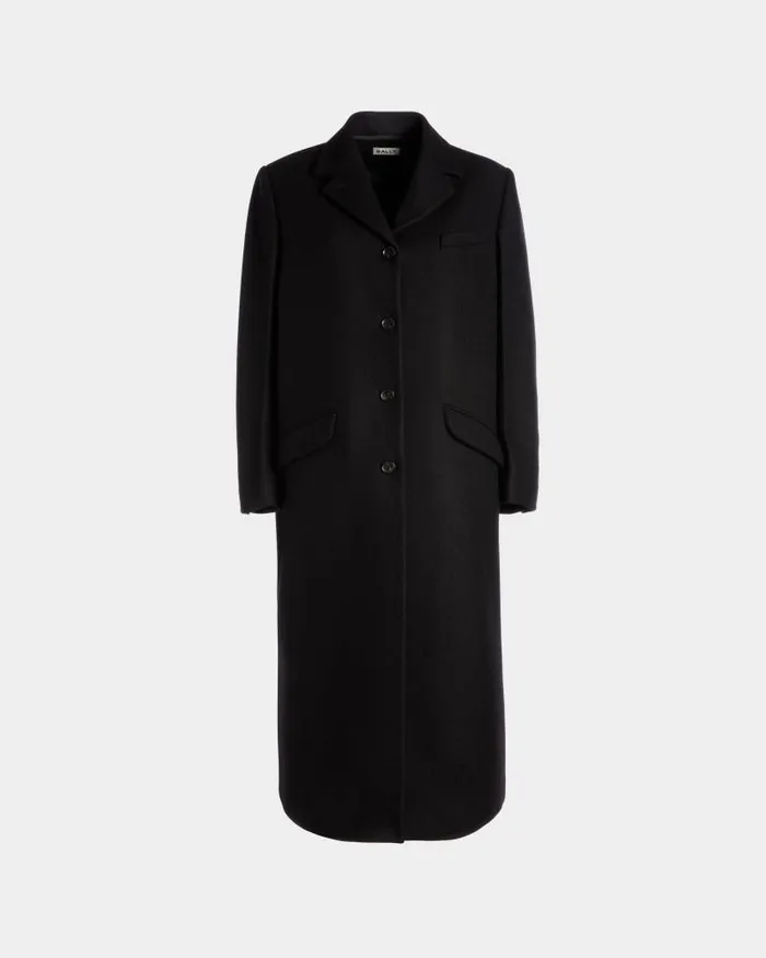 Women Bally Coats and Jackets SingleBreasted Coat In Black Wool Blend Black