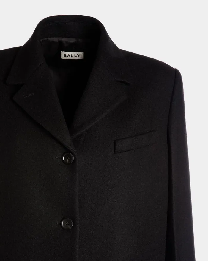 Women Bally Coats and Jackets SingleBreasted Coat In Black Wool Blend Black Women Bally Coats and Jackets SingleBreasted Coat In Black Wool Blend Black