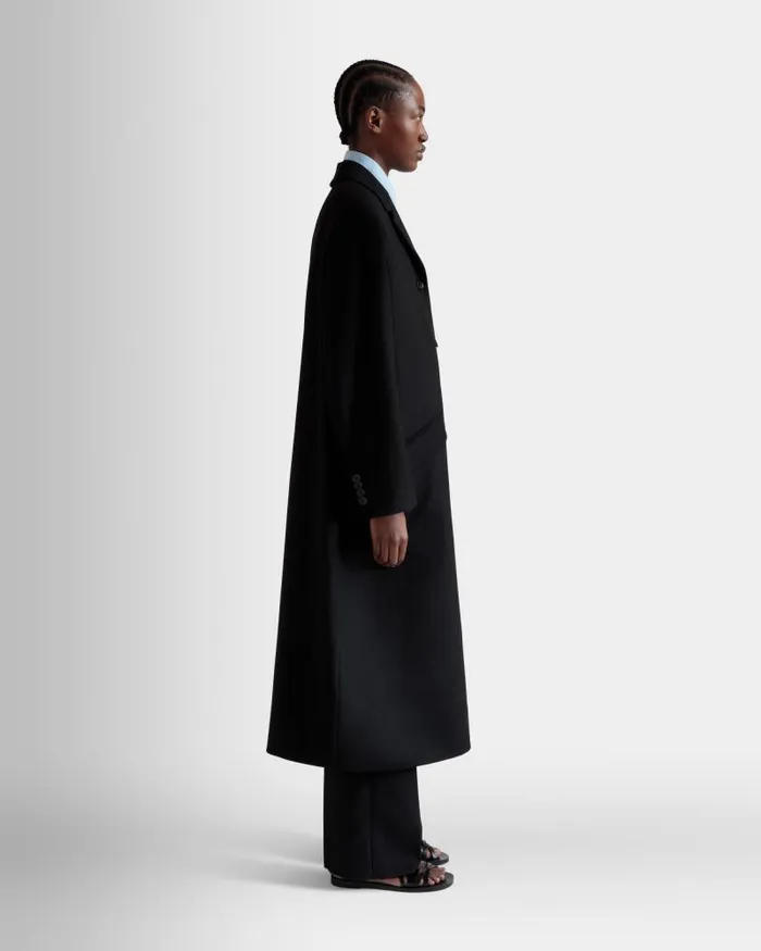 Women Bally Coats and Jackets SingleBreasted Coat In Black Wool Blend Black Women Bally Coats and Jackets SingleBreasted Coat In Black Wool Blend Black
