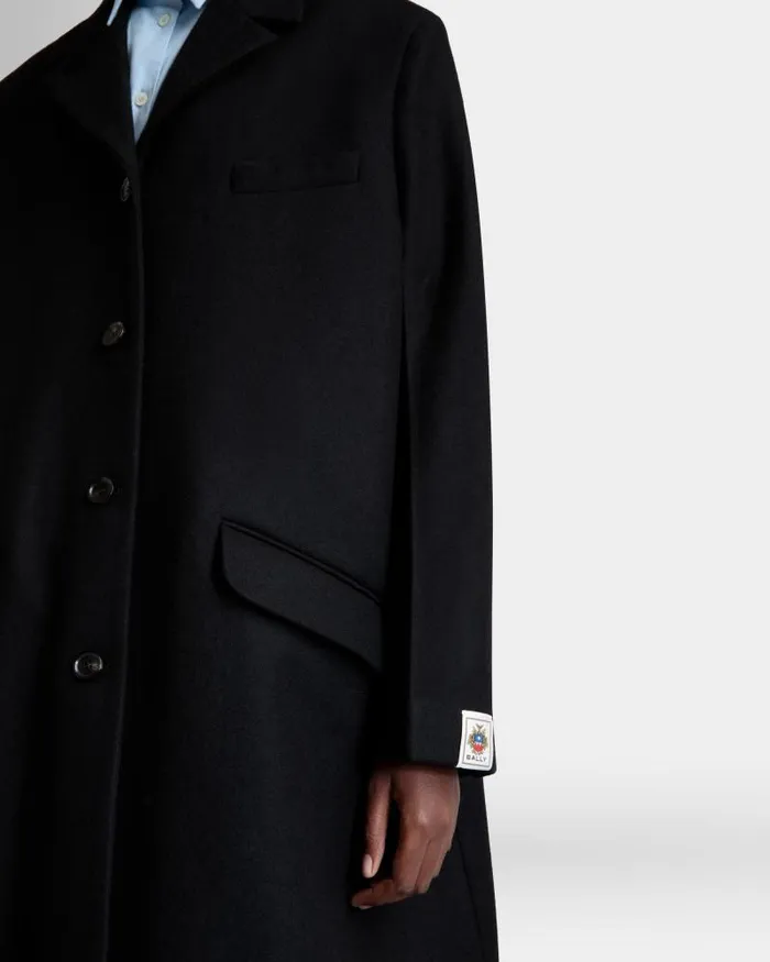 Women Bally Coats and Jackets SingleBreasted Coat In Black Wool Blend Black Women Bally Coats and Jackets SingleBreasted Coat In Black Wool Blend Black