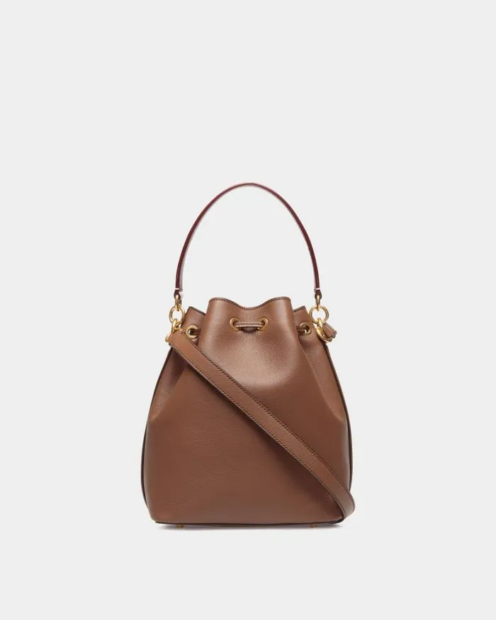 Women Bally Crossbody Bags Code Bucket Bag In Brown Leather Brown