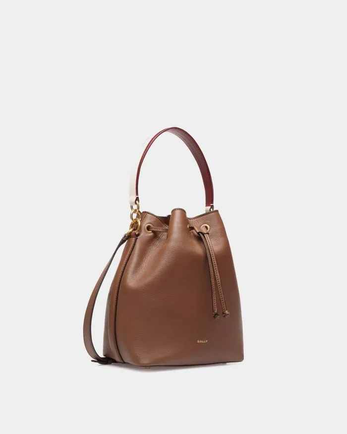 Women Bally Crossbody Bags Code Bucket Bag In Brown Leather Brown