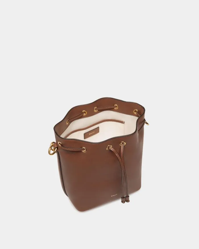Women Bally Crossbody Bags Code Bucket Bag In Brown Leather Brown