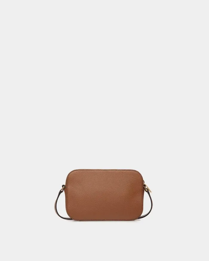 Women Bally Crossbody Bags Lock Me Small Crossbody Bag In Brown Grained Leather Brown