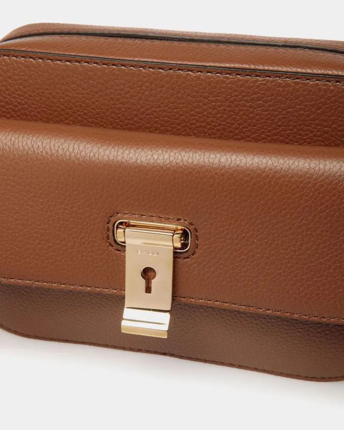 Women Bally Crossbody Bags Lock Me Small Crossbody Bag In Brown Grained Leather Brown
