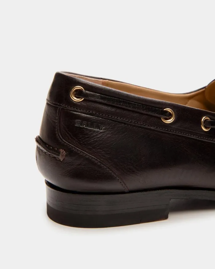 Women Bally Flats and Moccasins Plume Moccasin In Dark Brown Leather Brown Women Bally Flats and Moccasins Plume Moccasin In Dark Brown Leather Brown