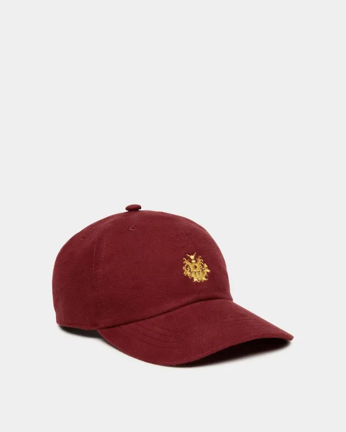Women Bally Gloves and Hats Basball Hat With A Bally Crest Logo In Andorra Cotton Burgundy
