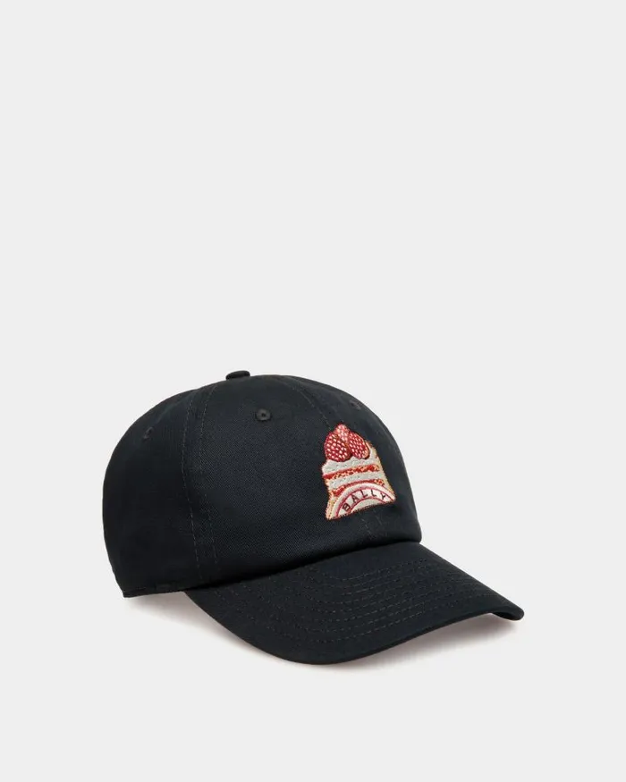 Women Bally Gloves and Hats Baseball Hat With Bally Cake In Navy Blue Cotton Blue Women Bally Gloves and Hats Baseball Hat With Bally Cake In Navy Blue Cotton Blue