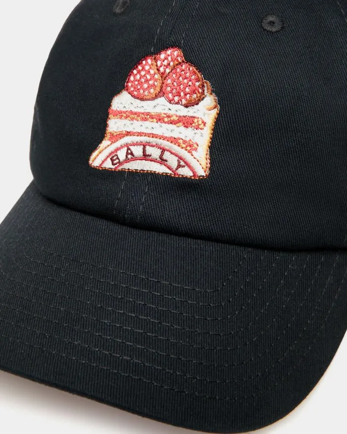Women Bally Gloves and Hats Baseball Hat With Bally Cake In Navy Blue Cotton Blue Women Bally Gloves and Hats Baseball Hat With Bally Cake In Navy Blue Cotton Blue