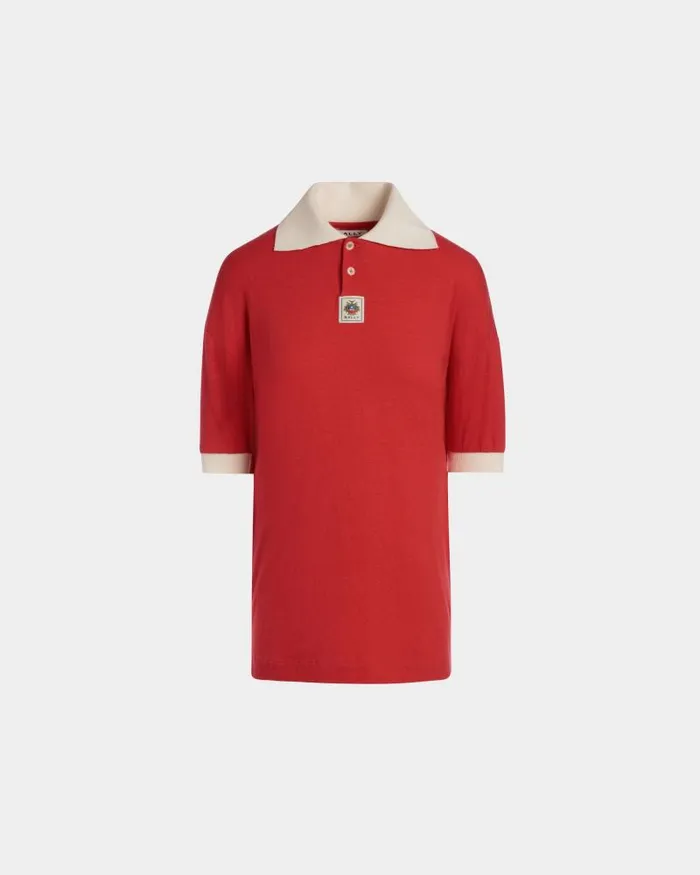 Women Bally Shirts and TShirts Polo With Bally Crest Logo In Red Cotton Red