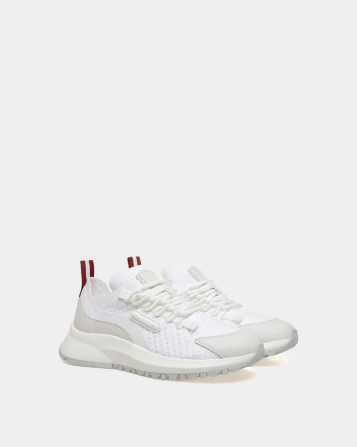 Women Bally Sneakers Outline Sneaker In White Knit Fabric White Women Bally Sneakers Outline Sneaker In White Knit Fabric White