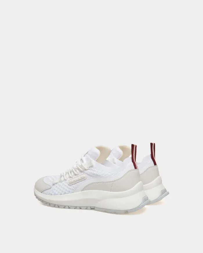 Women Bally Sneakers Outline Sneaker In White Knit Fabric White Women Bally Sneakers Outline Sneaker In White Knit Fabric White
