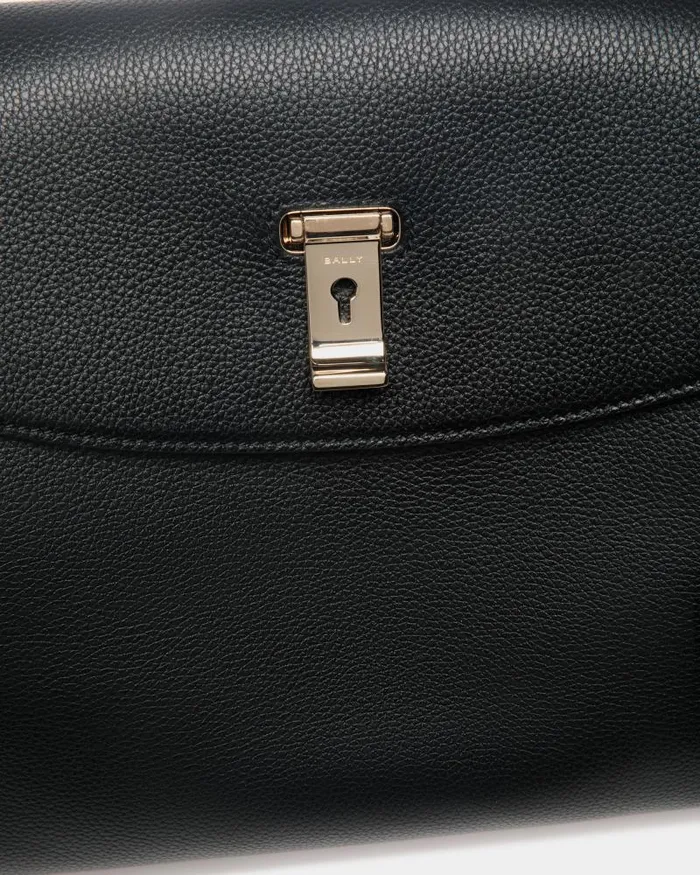 Women Bally Top Handle Bags Lock Me Top Handle Bag In Black Grained Leather Black