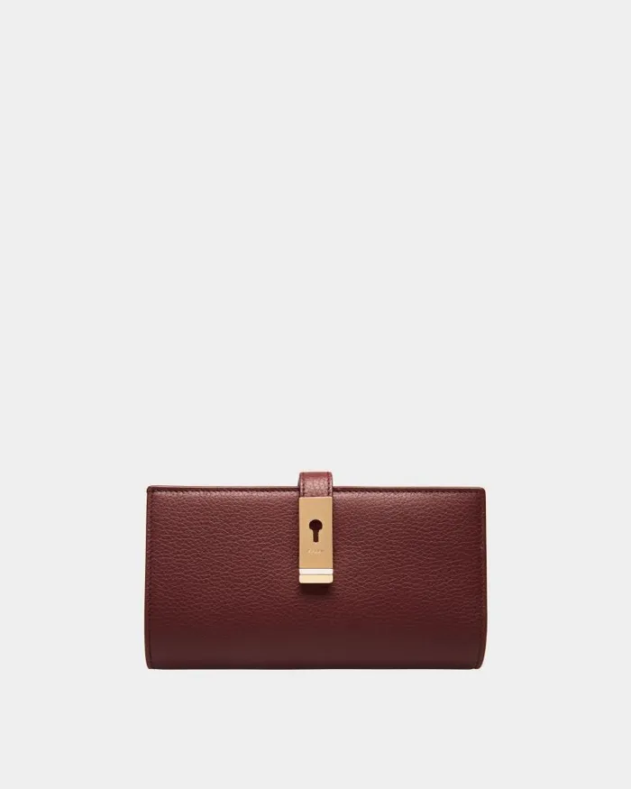 Women Bally Wallets and Card Holders Lock Me Long Wallet In Andorra Grained Leather Red Women Bally Wallets and Card Holders Lock Me Long Wallet In Andorra Grained Leather Red