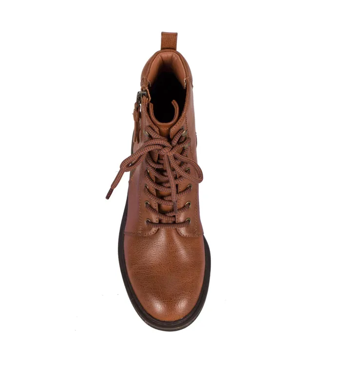 Women Baretraps Booties Amysue Lace Up Bootie Cognac