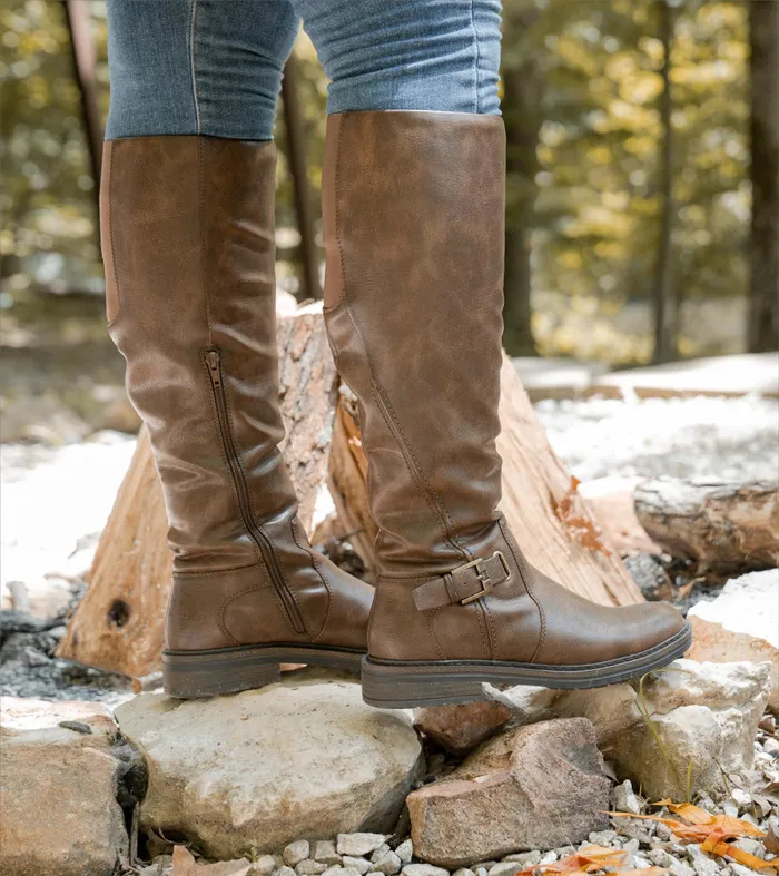Women Baretraps Knee High Boots Autumn Riding Boot Cognac