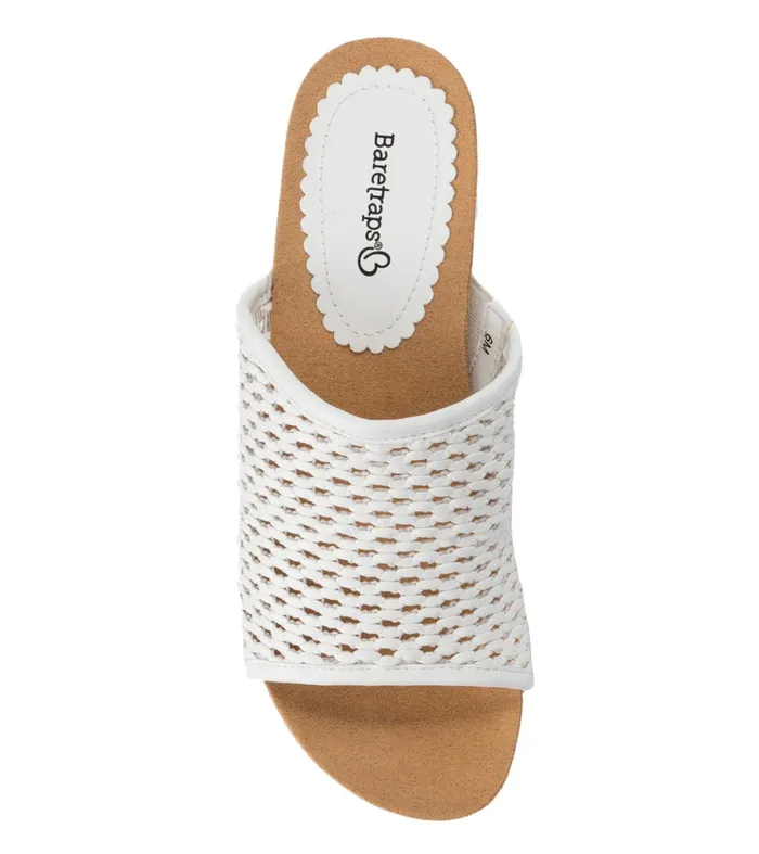 Women Baretraps Slides and Slip On Sandals Flossey Wedge Slide Sandal White