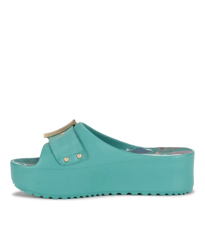Women Baretraps Slides and Slip On Sandals Pacey Platform Sandal Taffy Teal