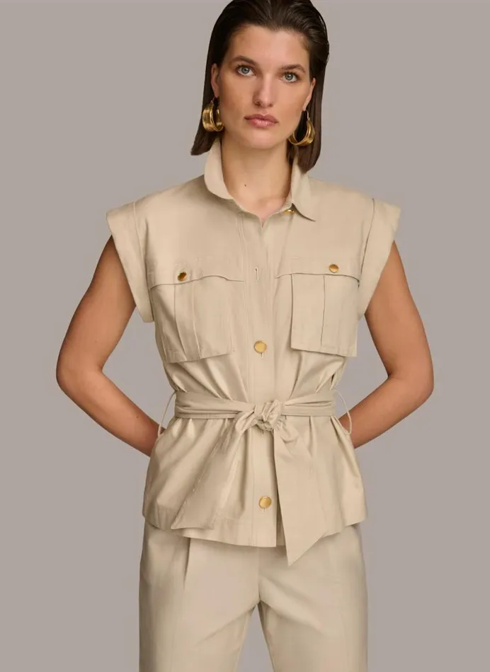 Women BELTED JACKET WITH POCKETS Sand Donna Karan New York Jackets And Blazers Women BELTED JACKET WITH POCKETS Sand Donna Karan New York Jackets And Blazers