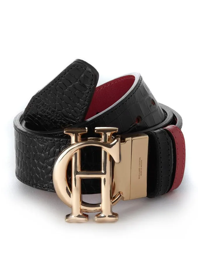 Women Belts Holland Cooper HC Classic Belt Reversible Heritage Red Black Croc