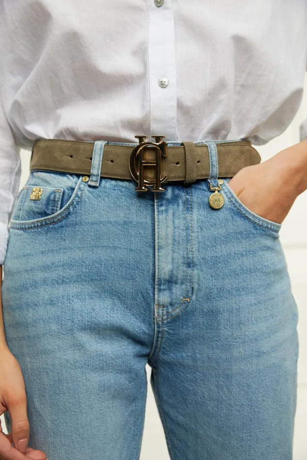 Women Belts Holland Cooper HC Classic Belt Suede Khaki Women Belts Holland Cooper HC Classic Belt Suede Khaki