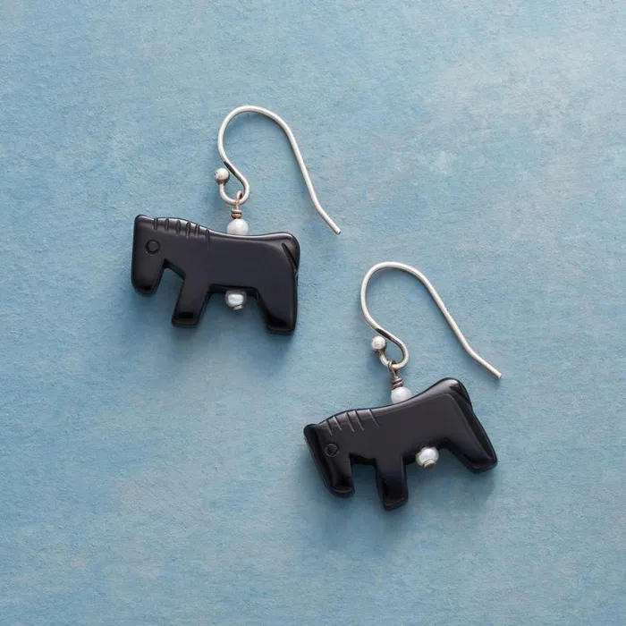 Women Black Mustang Earrings Sundance Catalog Earrings