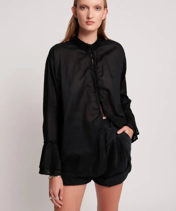 Women BLACK VOILE FANTASIE SHIRT One Teaspoon Shirts