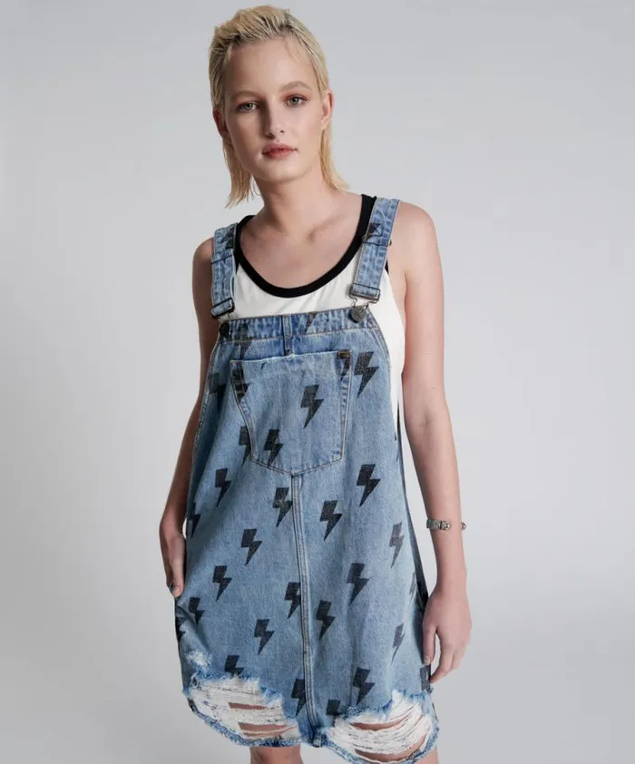 Women BLUE LIGHTNING PINI DENIM DRESS One Teaspoon Midi and Maxi Dresses