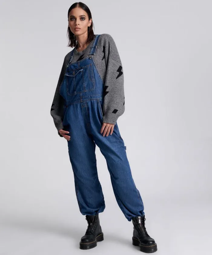 Women BLUE NIGHT STANTON ST OVERSIZED OVERALLS One Teaspoon Denim Jumpsuits
