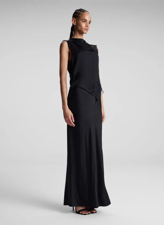 Women Bottoms ALC Greta Satin Maxi Skirt Black