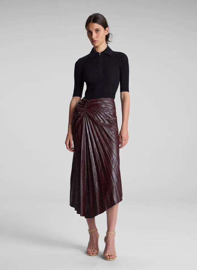 Women Bottoms ALC Tracy Textured Vegan Leather Skirt Cordovan