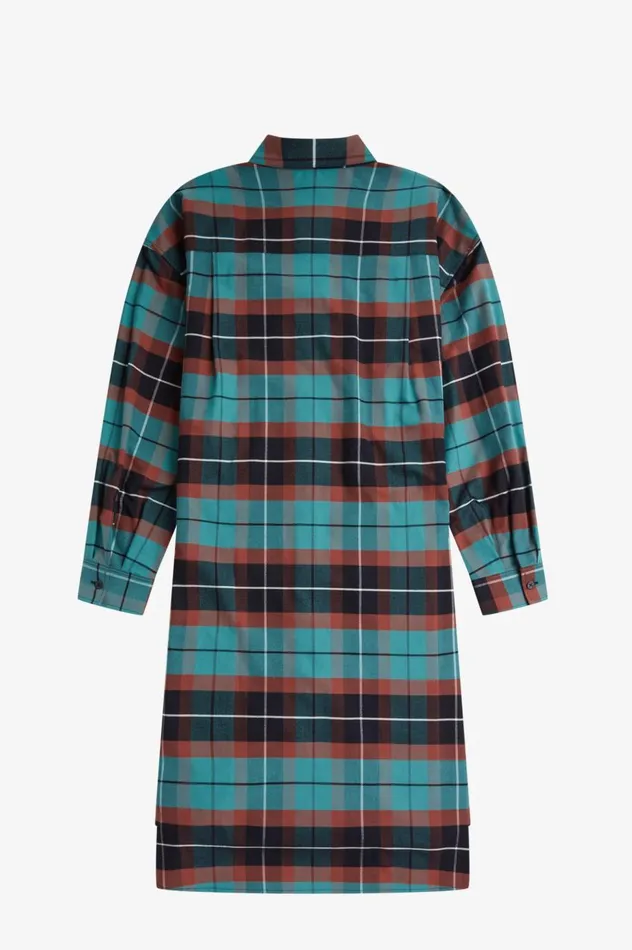 Women Brushed Tartan Shirt Dress Deep Mint Fred Perry Dresses